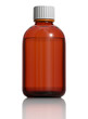 Medical bottle of brown glass isolated on white. 3d. Medical bottle of brown glass isolated on white. 3d.