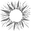 Boom. Vector illustration of blast hole. Black sketch.