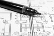 Foto: Architectural drawing and tool Architectural drawing and tool