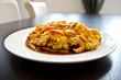 Curry-Kokos Scampi mit Chinesischen Woknudeln und Balsamico Jus Curry-Kokos Scampi mit Chinesischen Woknudeln und Balsamico Jus