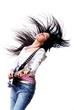 Beautiful woman with electro guitar