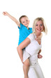 mother with son in studio