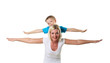 mother with son in studio