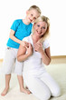 mother with son in studio