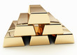 Golden ingots on white