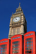 Big Ben with phone boxes, London, UK