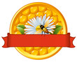 Vector: Bee and flower on honeycomb. Bee and flower on honeycomb.