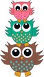 three cute owls