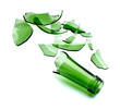 broken green bottle drink alcohol waste