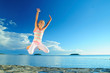 Jump Girl And Sea