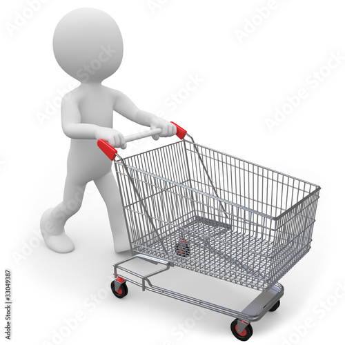 Illustration: Man pushing a shopping cart empty Man pushing a shopping cart empty