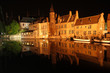 night scene: the old town of Bruges in Belgium