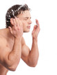 Young man wash face