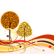 Backdrop with swirly trees