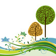 Backdrop with swirly trees