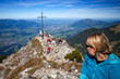 hiker on the top of the mountain
