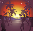 Sunset beach party illustration