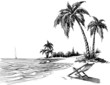 Summer beach pencil drawing Summer beach pencil drawing