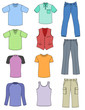 Man clothes colored summer collection isolated on white