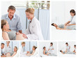 Photo: Collage of a pregnant couple with the doctor Collage of a pregnant couple with the doctor