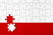 Illustration: Weißes Puzzle auf rotem Untergrund Weißes Puzzle auf rotem Untergrund