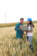 Foto: farmer and engineer wind in wheat fields farmer and engineer wind in wheat fields
