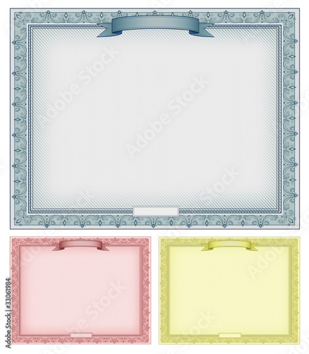 Vector: Multicolored detailed certificates Multicolored detailed certificates