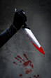 Female hand with bloody knife