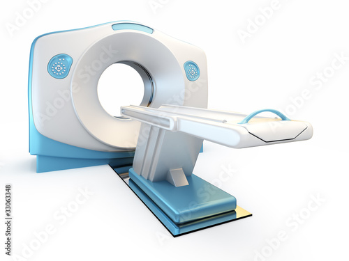 Illustration: MRI scanner, isolated on white background. MRI scanner, isolated on white background.