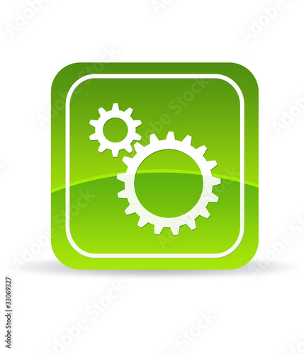 Illustration: Green Mechanical Gears Icon Green Mechanical Gears Icon
