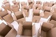 Many open cardboard boxes wide-angle view