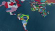 Video: 3D World Map to South America with clouds 3D World Map to South America with clouds