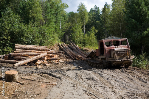 Photo: Deforestation. Forestry. Old skidder. Deforestation. Forestry. Old skidder.