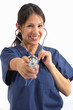 Nurse or doctor wearing scrubs and stethoscope Nurse or doctor wearing scrubs and stethoscope