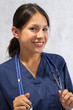 Nurse or doctor wearing scrubs and stethoscope Nurse or doctor wearing scrubs and stethoscope