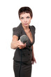 Journalist with microphone