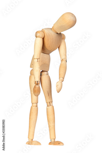 Foto: Jointed wooden mannequin representing discouragement Jointed wooden mannequin representing discouragement