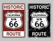 Vector illustration of a distressed historic route 66 road sign.