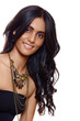smiling woman with long hair smiling woman with long hair