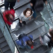 At the university/college - Students rushing up and down