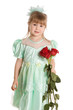 Little girl with bouquet of roses