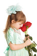 Little girl with bouquet of roses