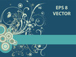 Abstract blue vintage banner with floral ornaments