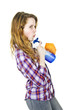 Photo: Young woman with cleaning supplies Young woman with cleaning supplies