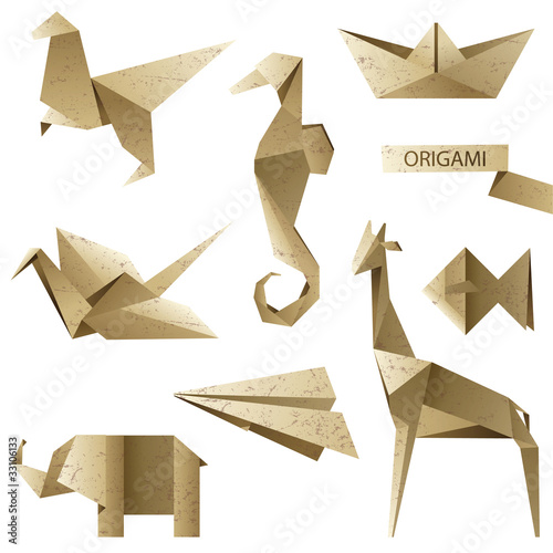 Vector: old-fashioned origami set old-fashioned origami set