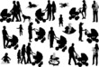 Set of family silhouettes.