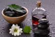 balanced stones and essential oil