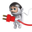 3d Astronaut plugs in the power