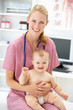 Pediatrician with baby