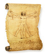 Leonardo's Vitruvian Man old parchment